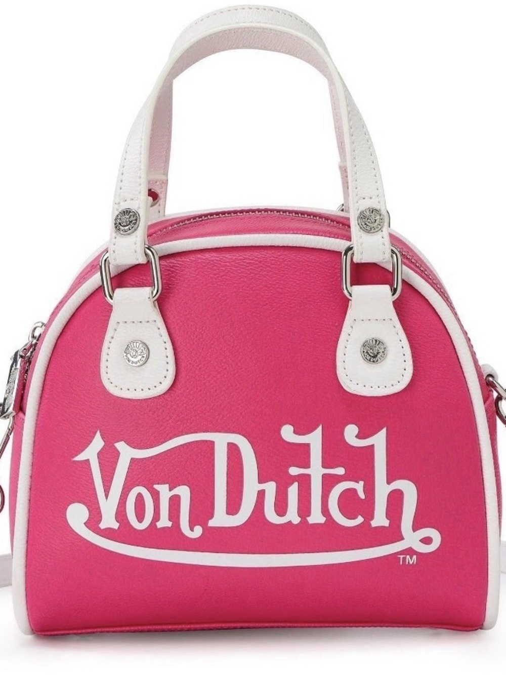 NWT Von Dutch Hot Pink Dome Crossbody with White Trim